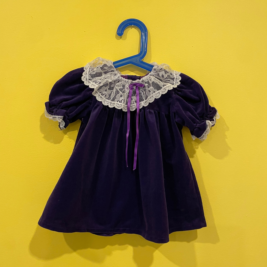 purple lace collar dress 12M
