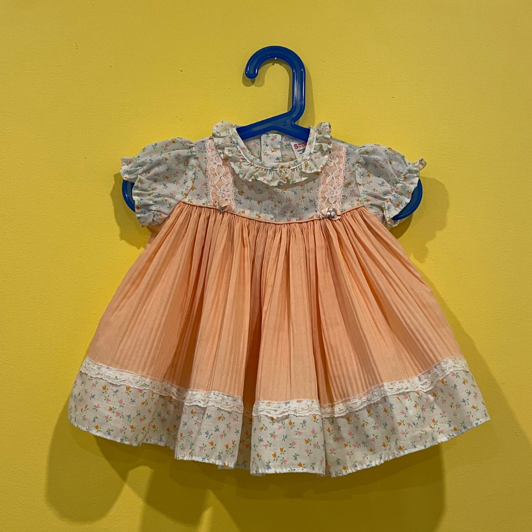 pleated flower dress 6-9M