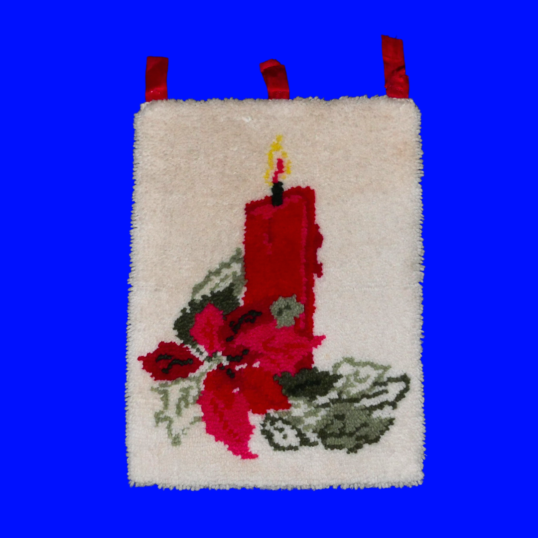 vintage holiday latch hook rug (candle)