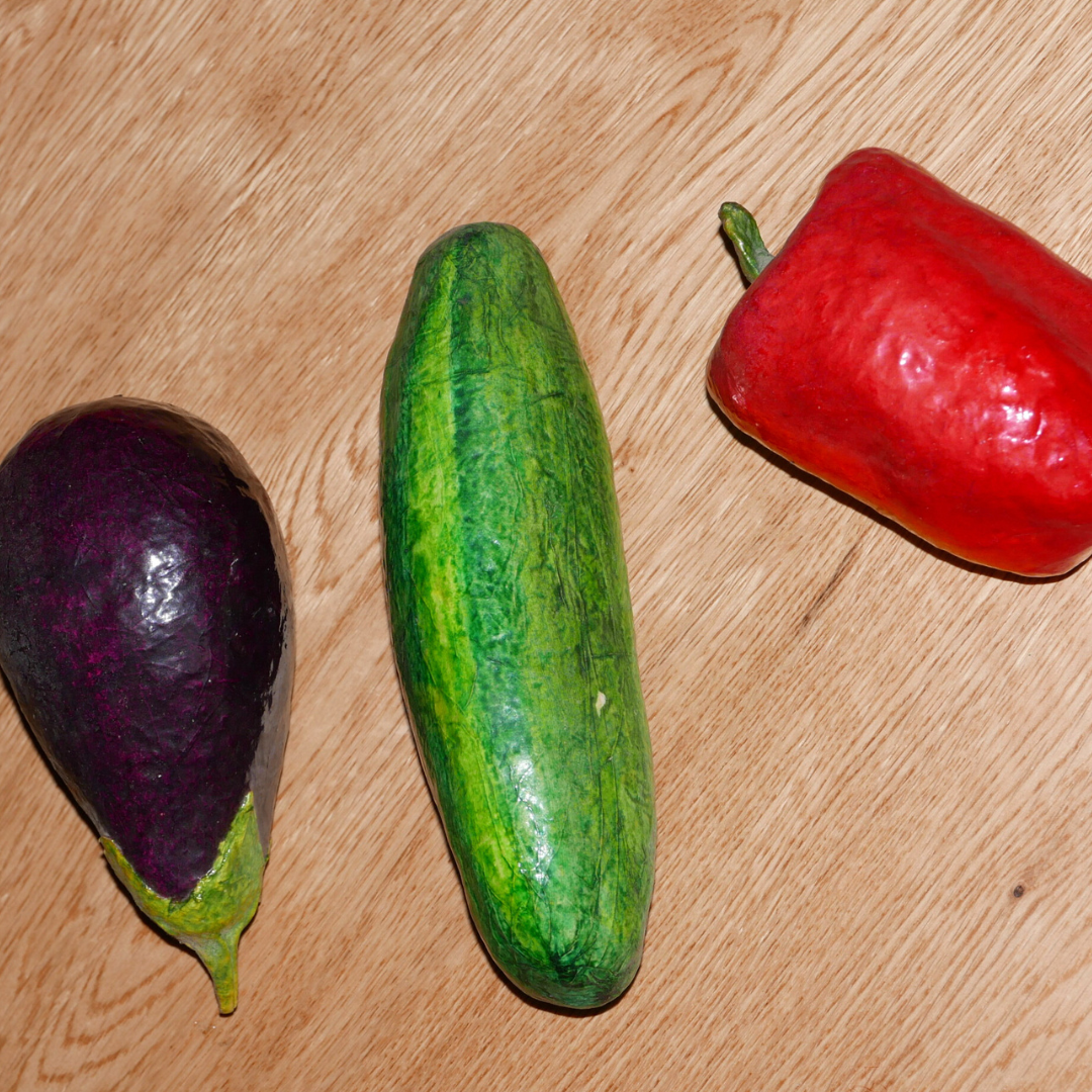 paper mache fruit + veg set