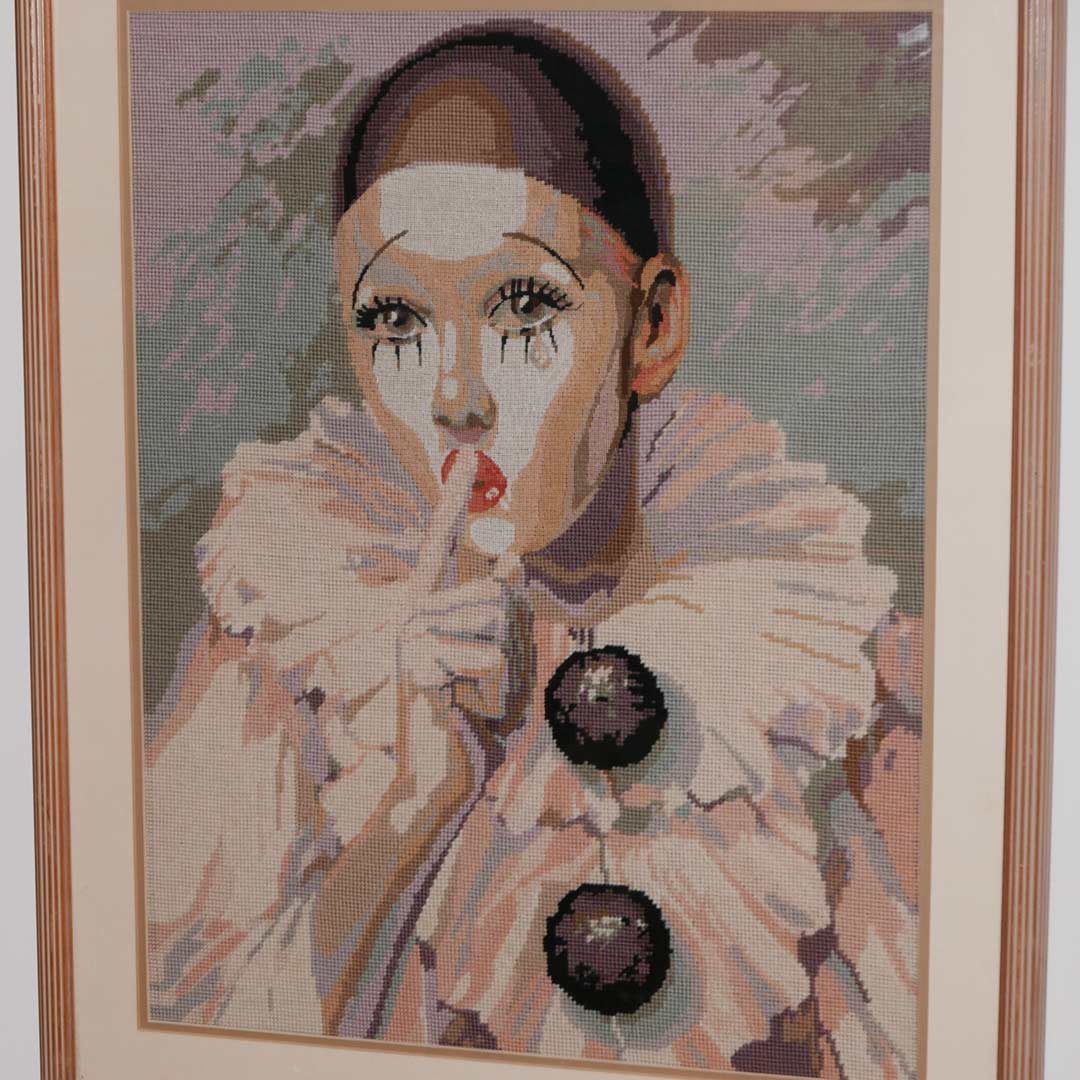 clown needlepoint 1990