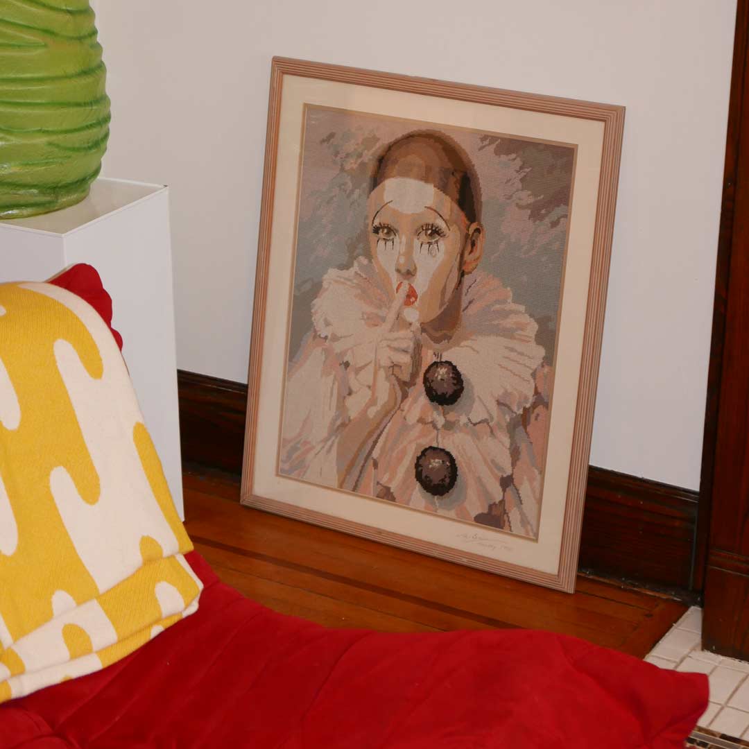 clown needlepoint 1990