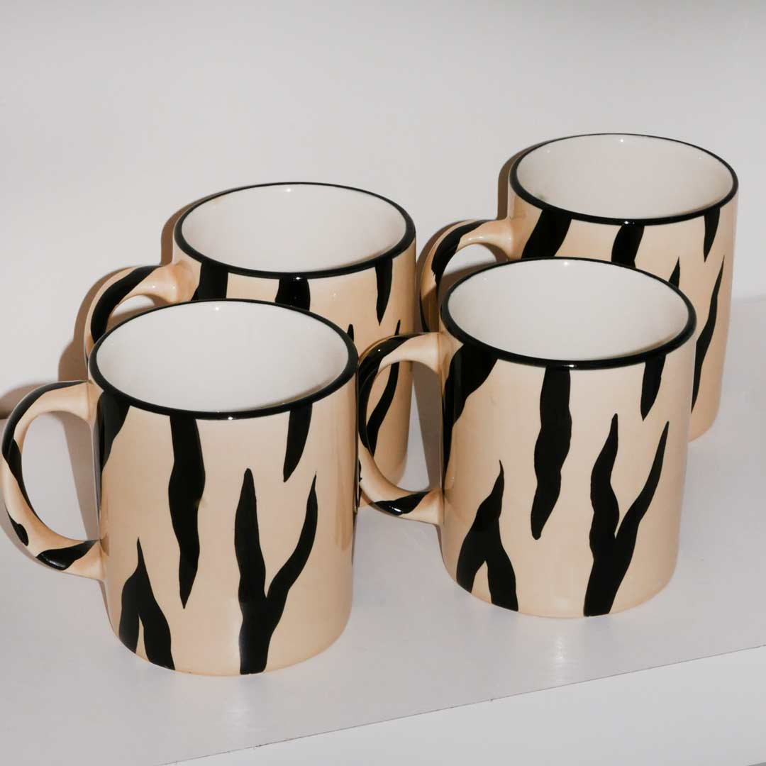 4x zebra mugs