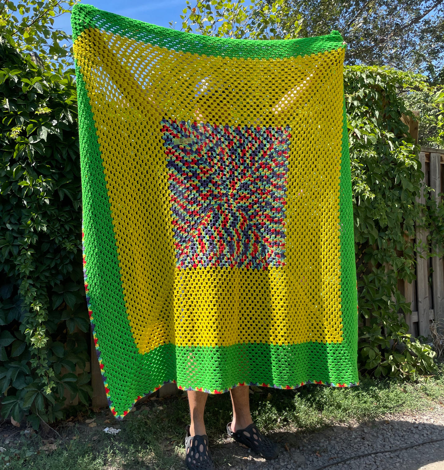 neon rainbow crochet blanket