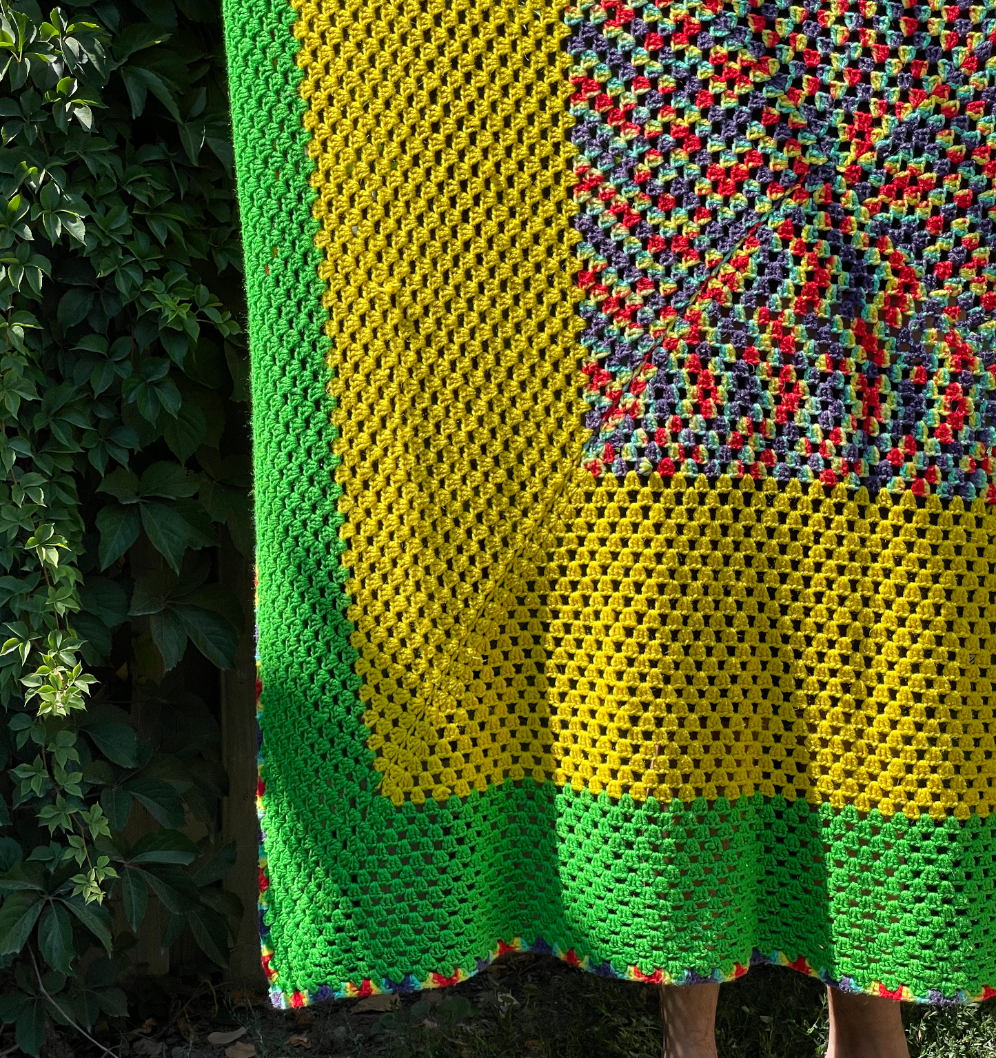 neon rainbow crochet blanket