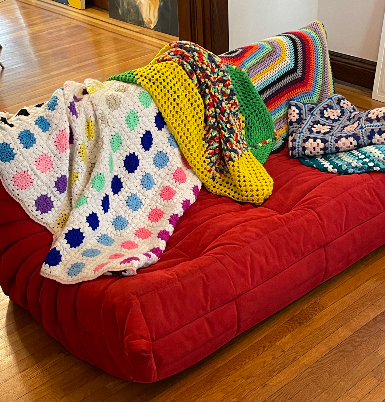 rainbow granny square blanket
