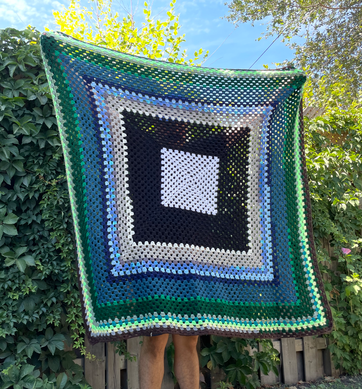 cool blue crochet blanket