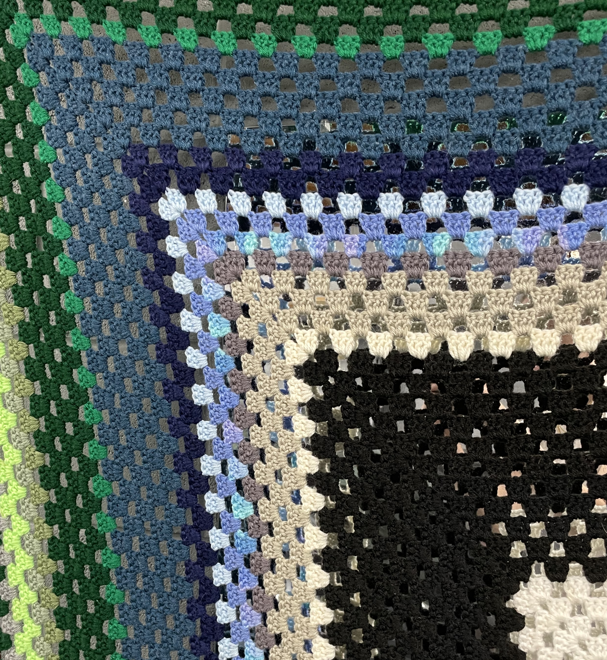 cool blue crochet blanket