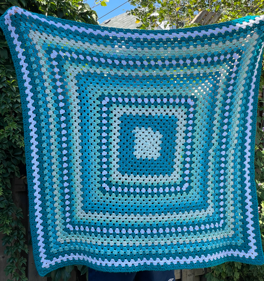 teal crochet blanket
