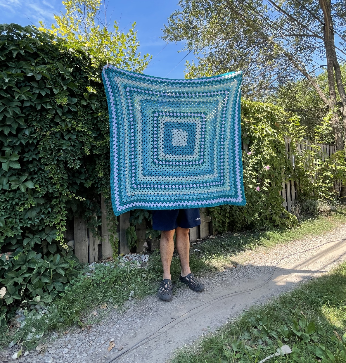 teal crochet blanket