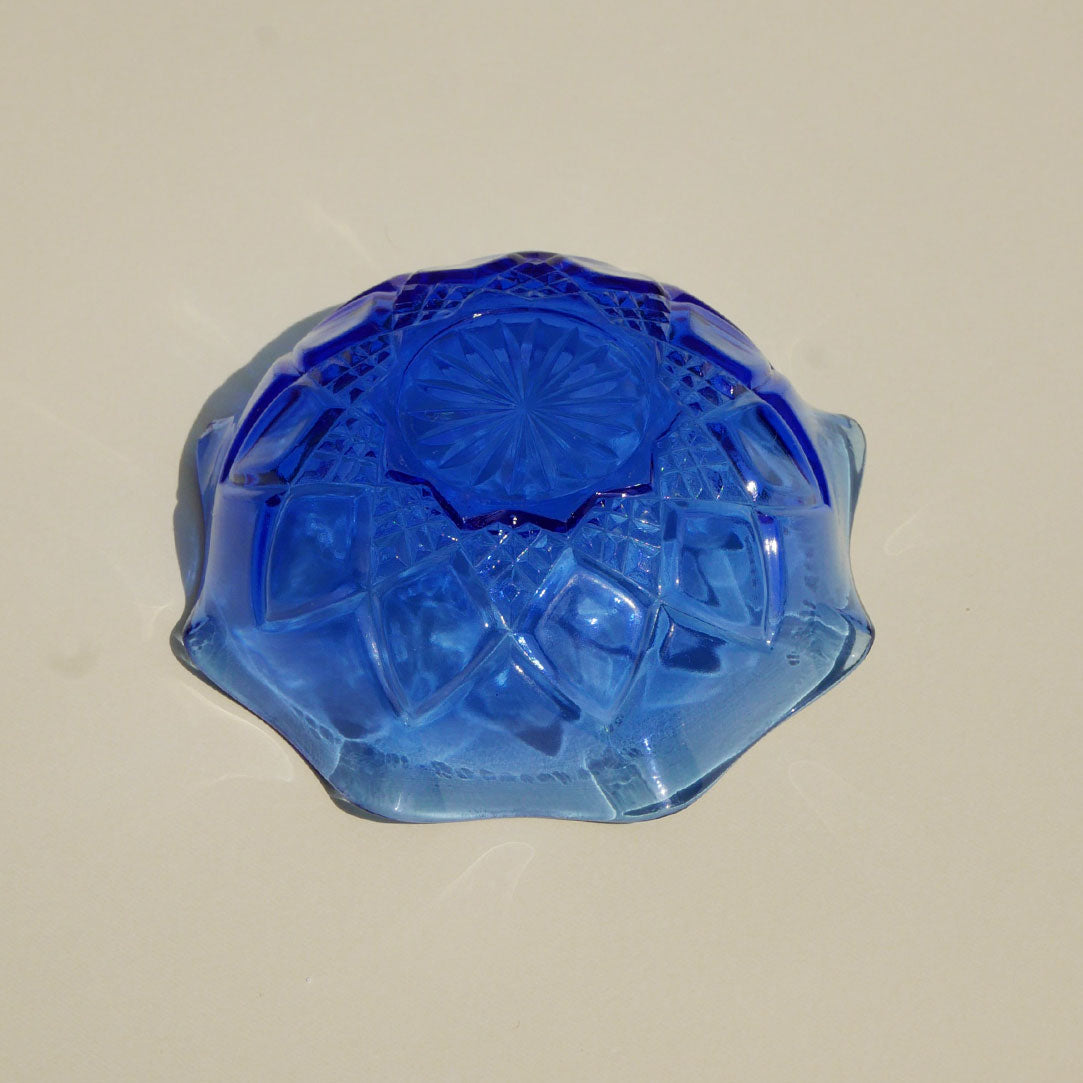 blue vintage glass dish