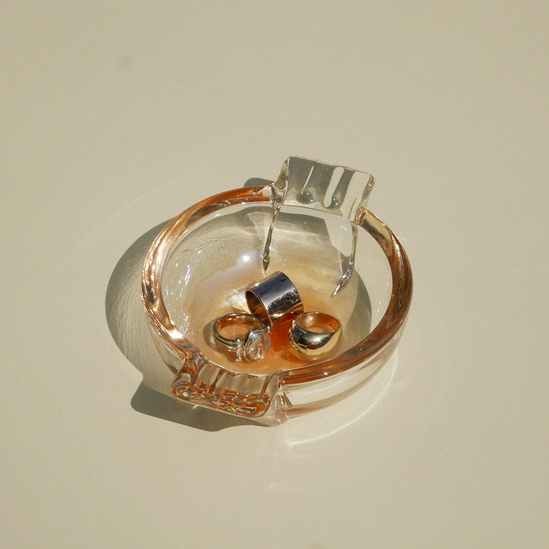 peach mcm glass dish