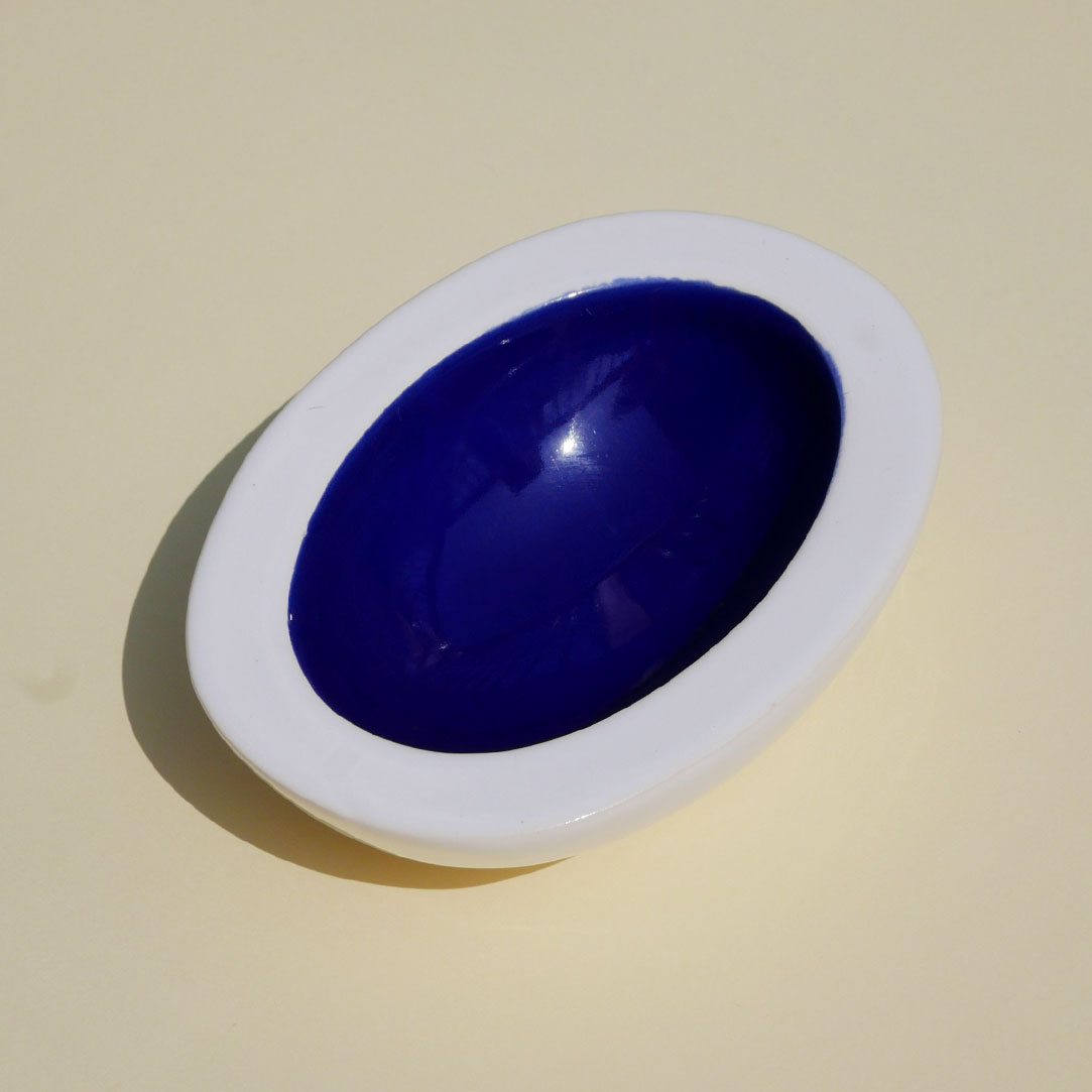 colbalt blue ceramic catchall black dot shops