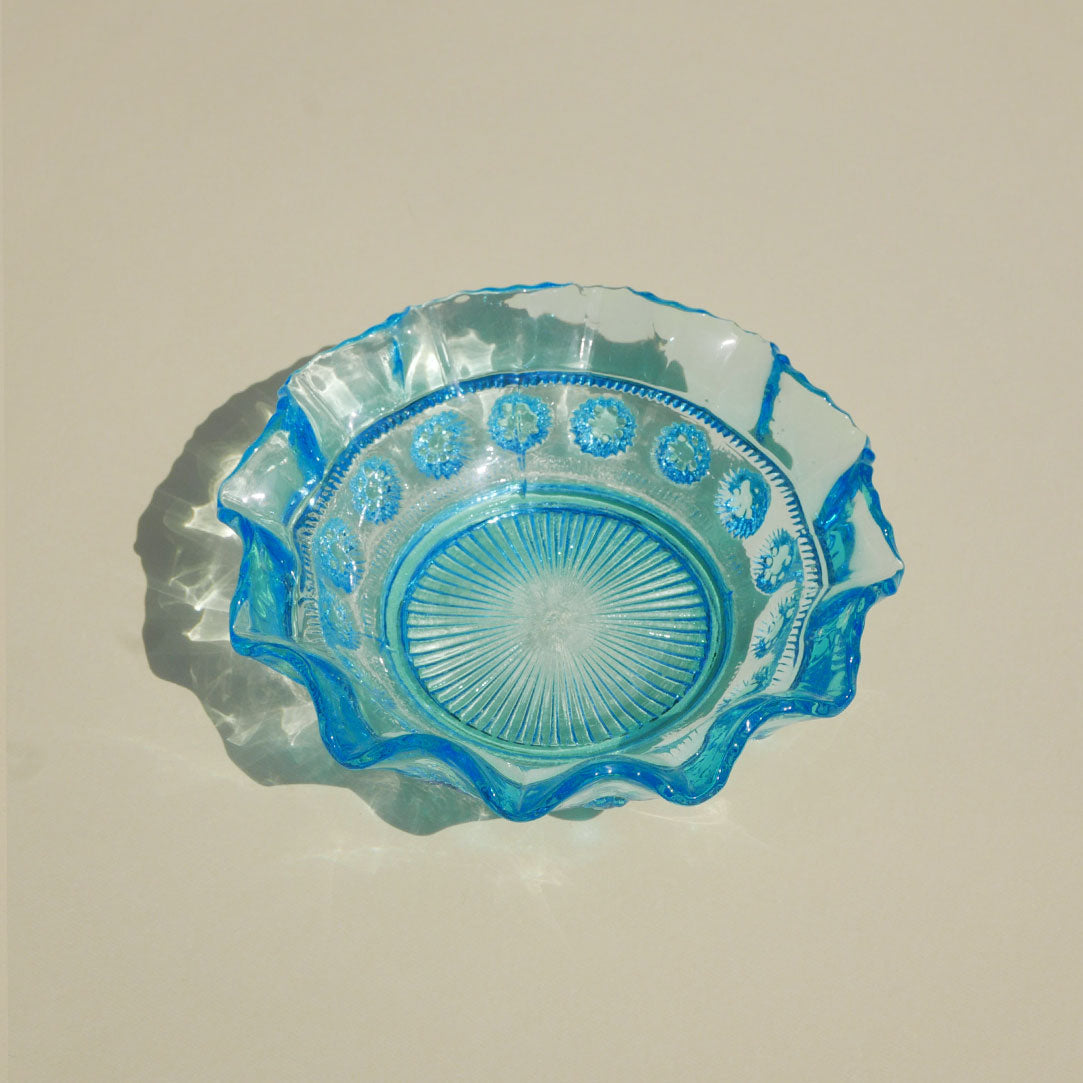 vintage aqua dish fenton glass