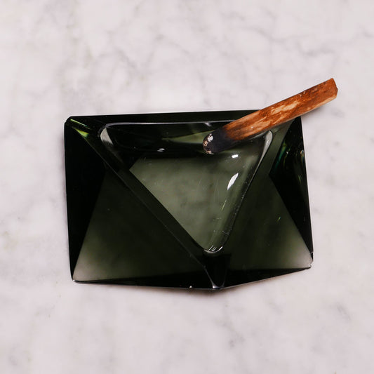 mid-century modern smoked glass ashtray