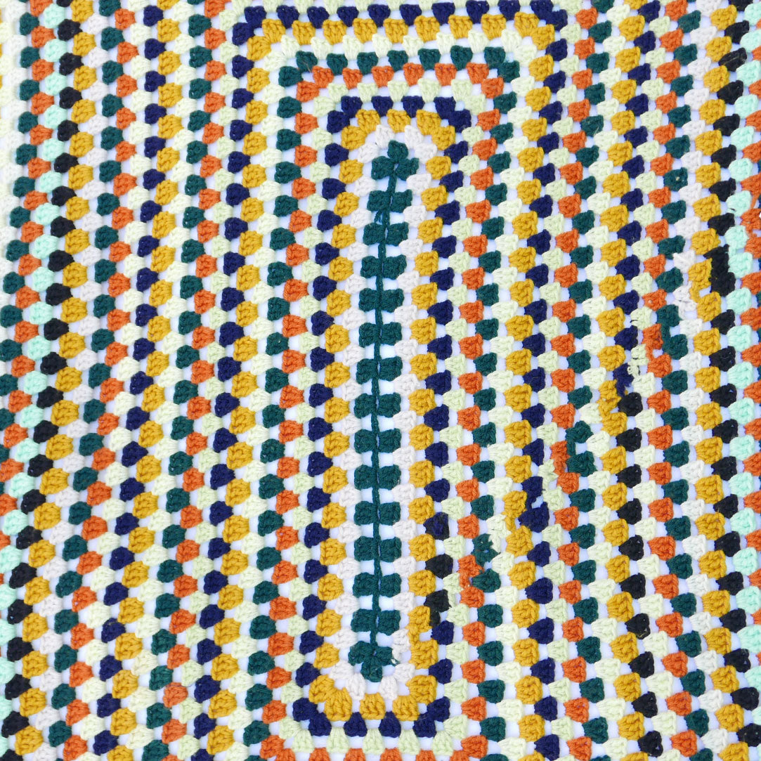 vintage multicolour crochet granny blanket
