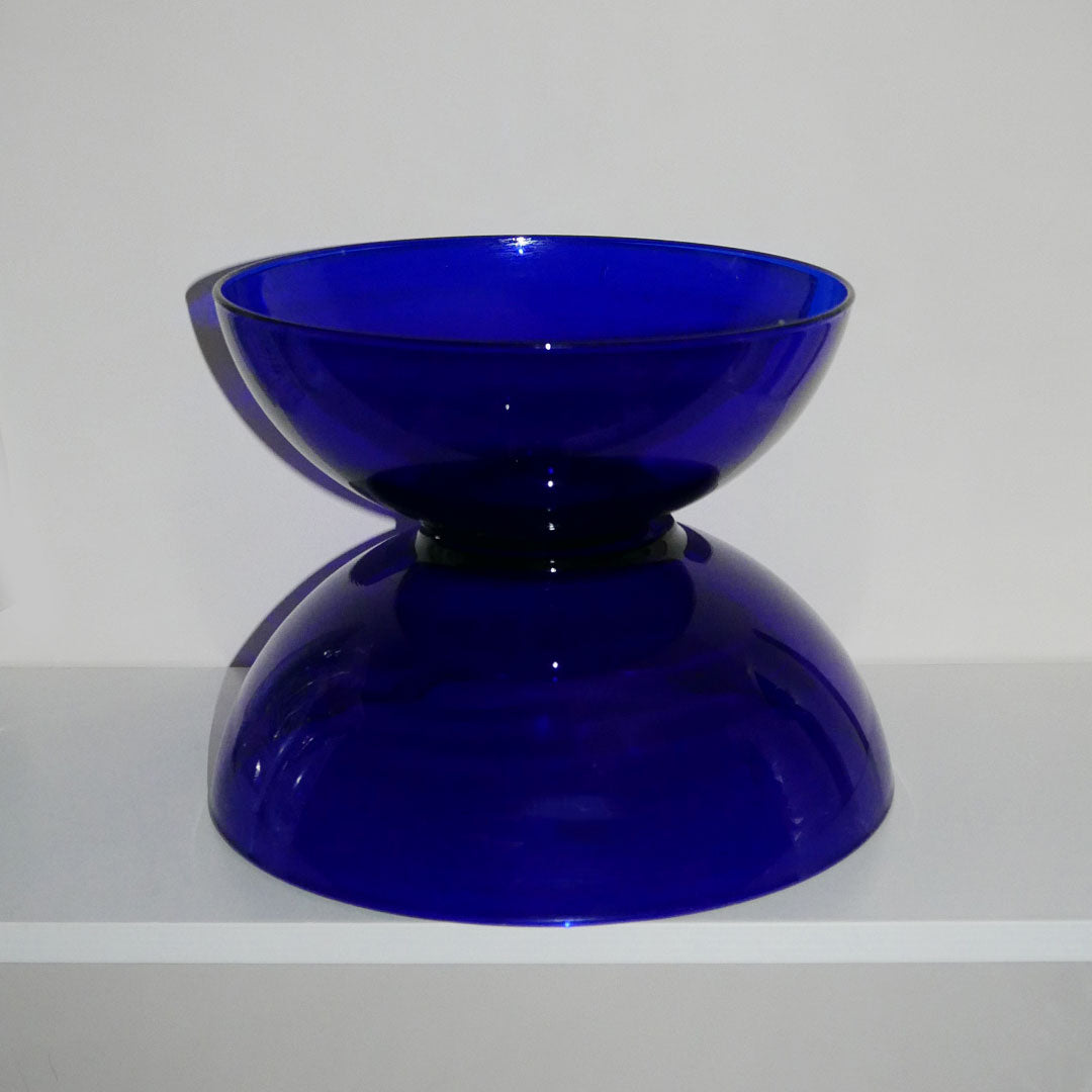 cobalt blue serving bowls vintage glass black dot shops