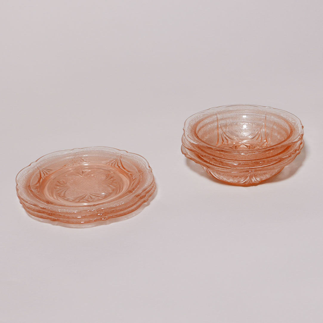 pink depression glass cereal bowl