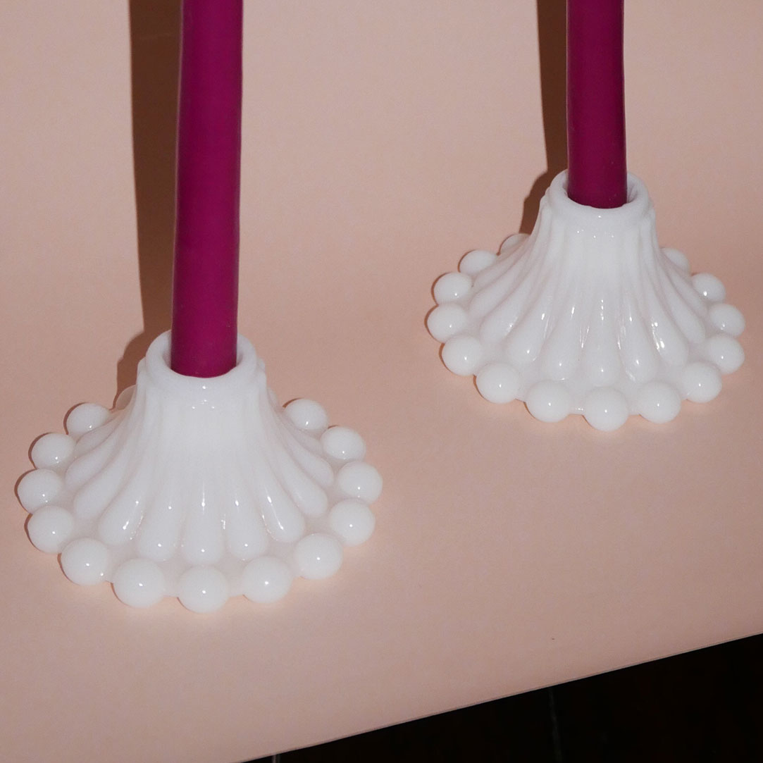 milk glass candle holder