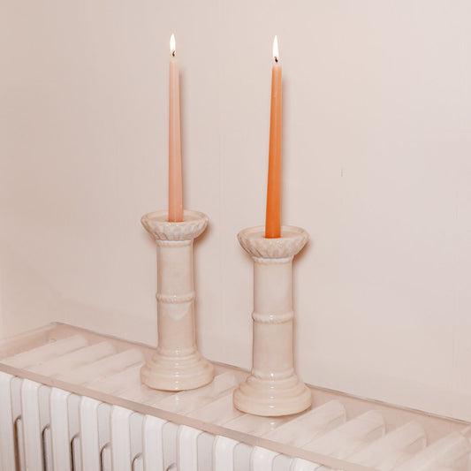 off white ceramic candle stick holders