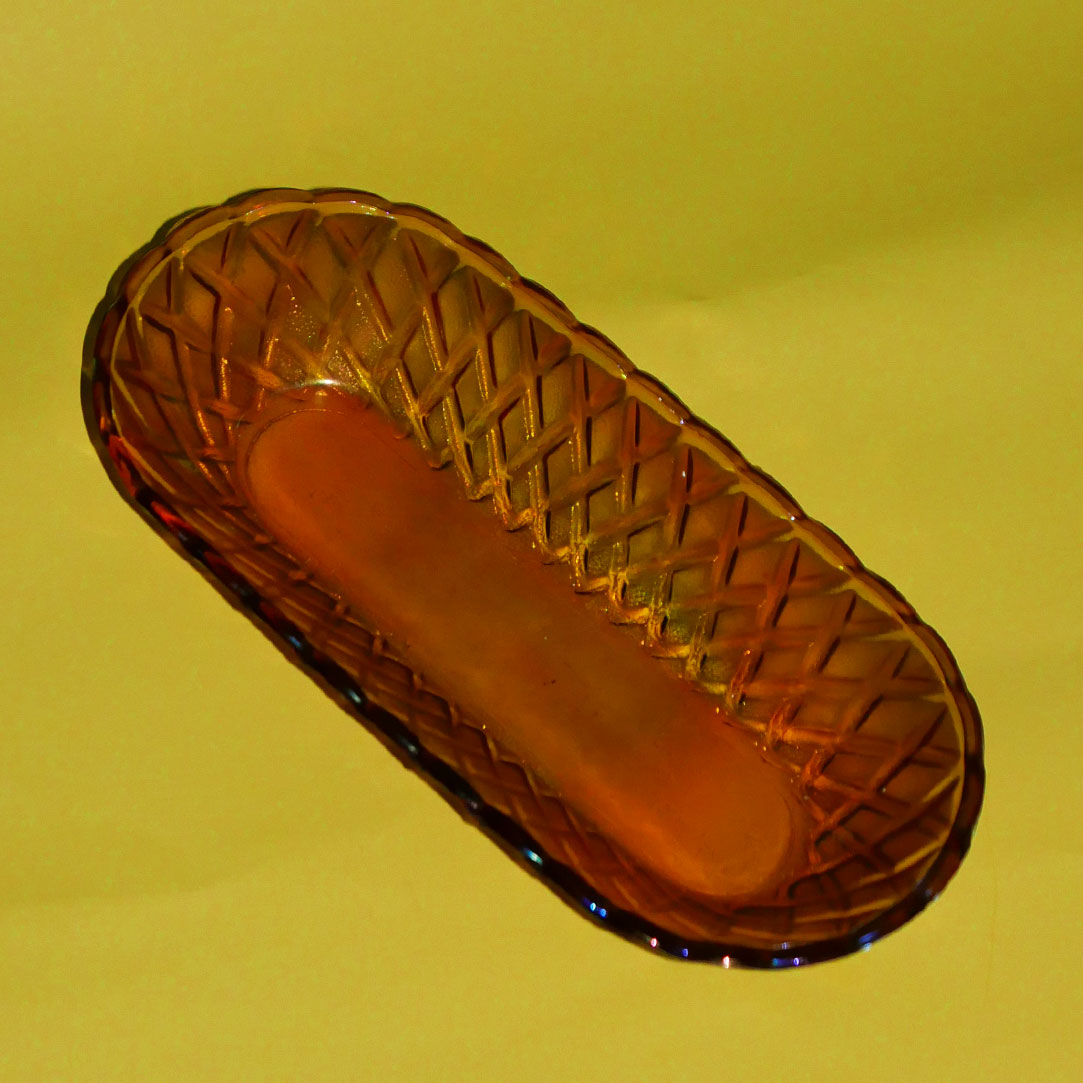 iridescent carnival glass 'celery dish'