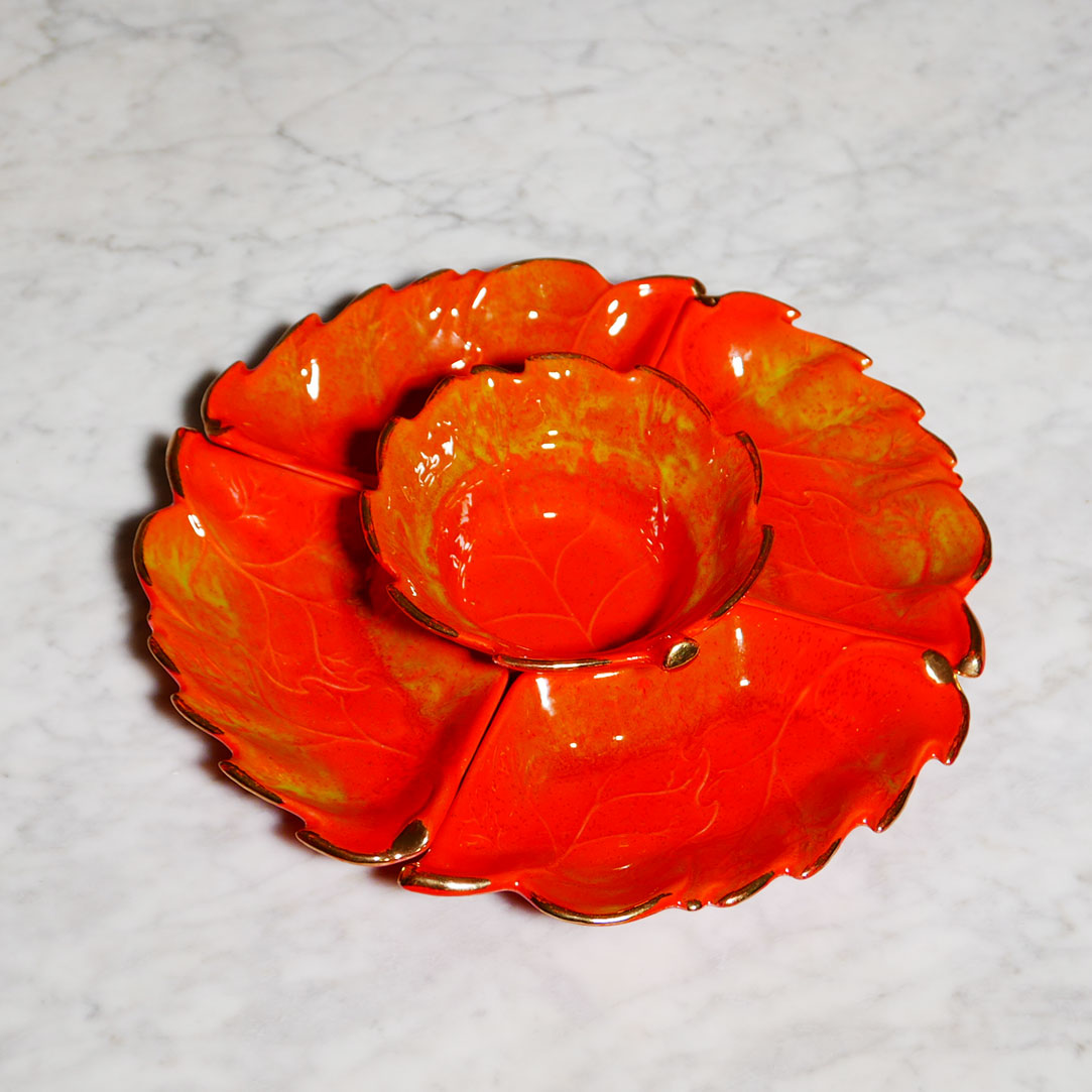 ceramic mid century leaf serving dish