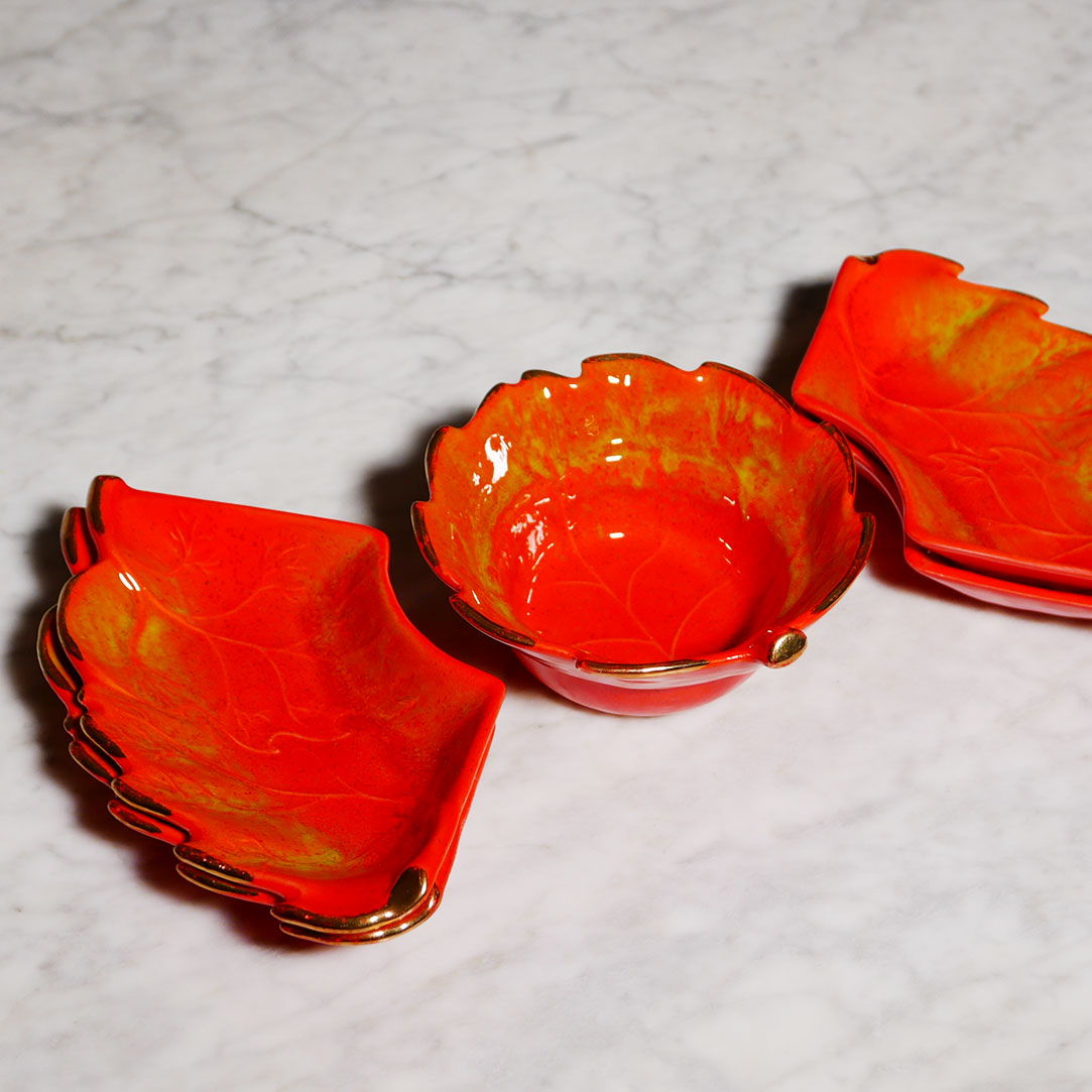 ceramic mid century leaf serving dish