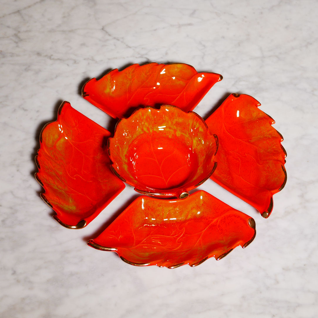 ceramic mid century leaf serving dish