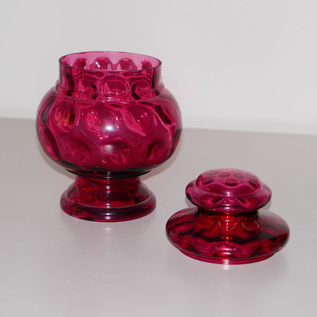 cranberry fenton glass cookie car