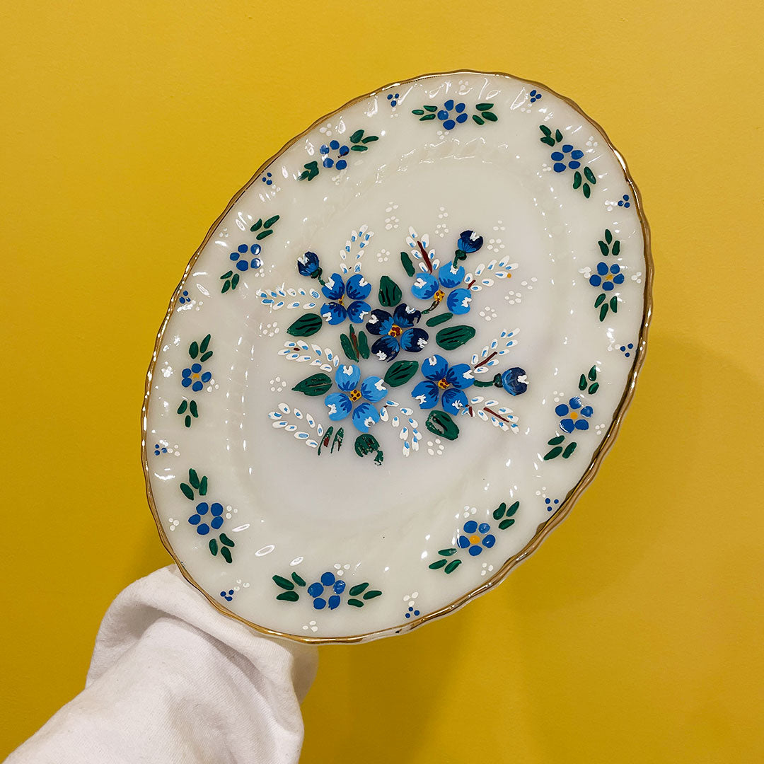 hand painted floral dish