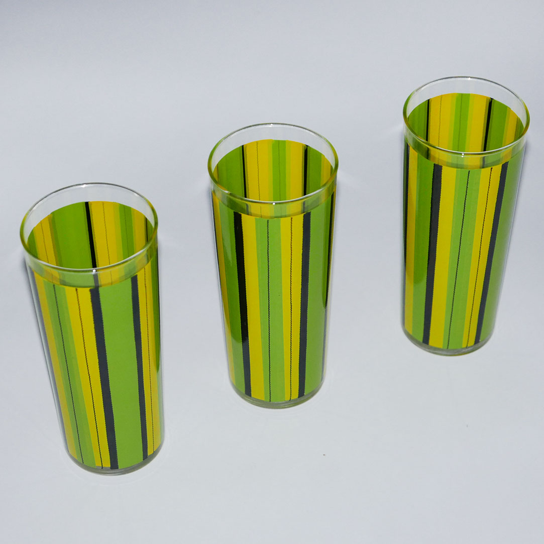 green striped tumbler glasses