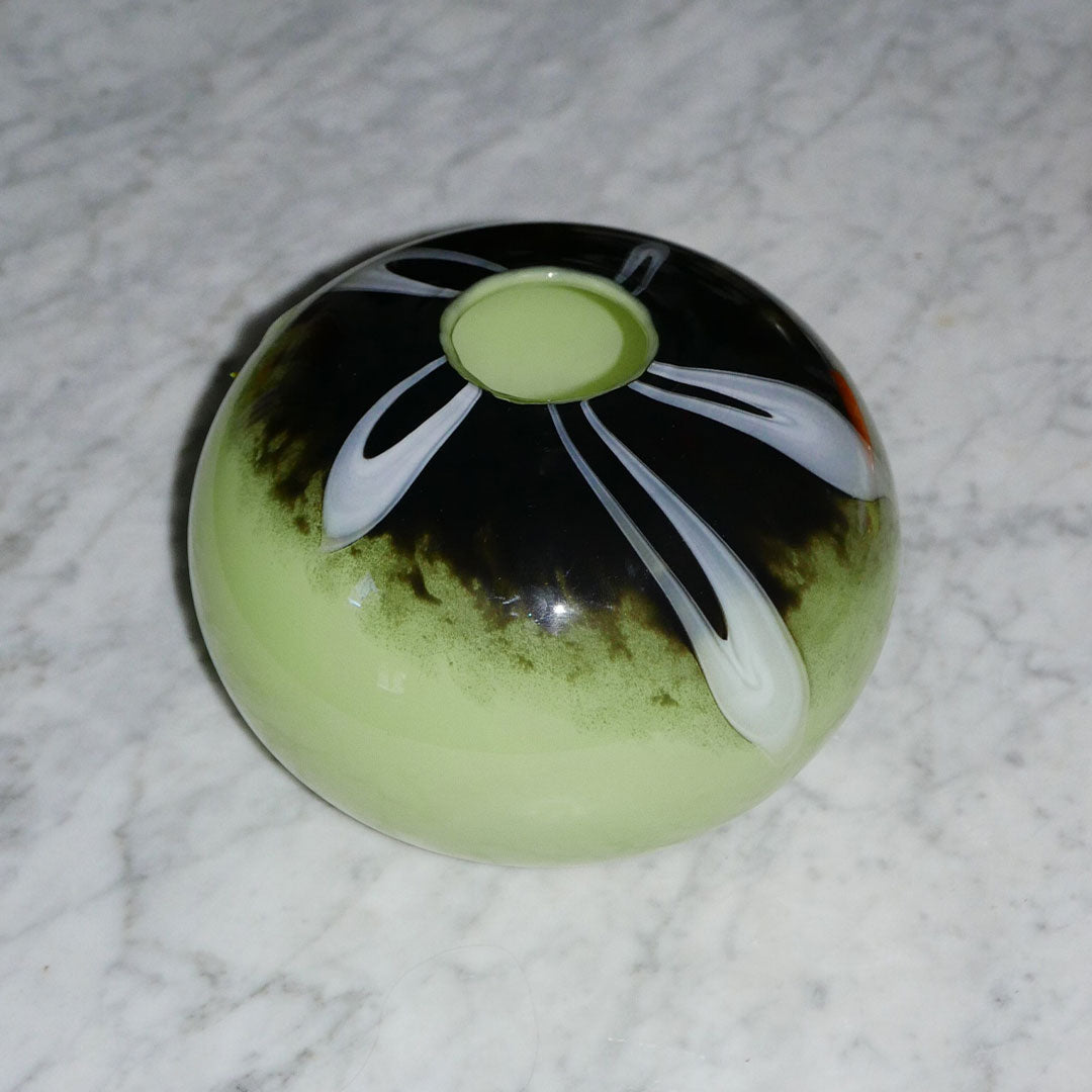 Vintage Large Round Green Bubble Glass Vase