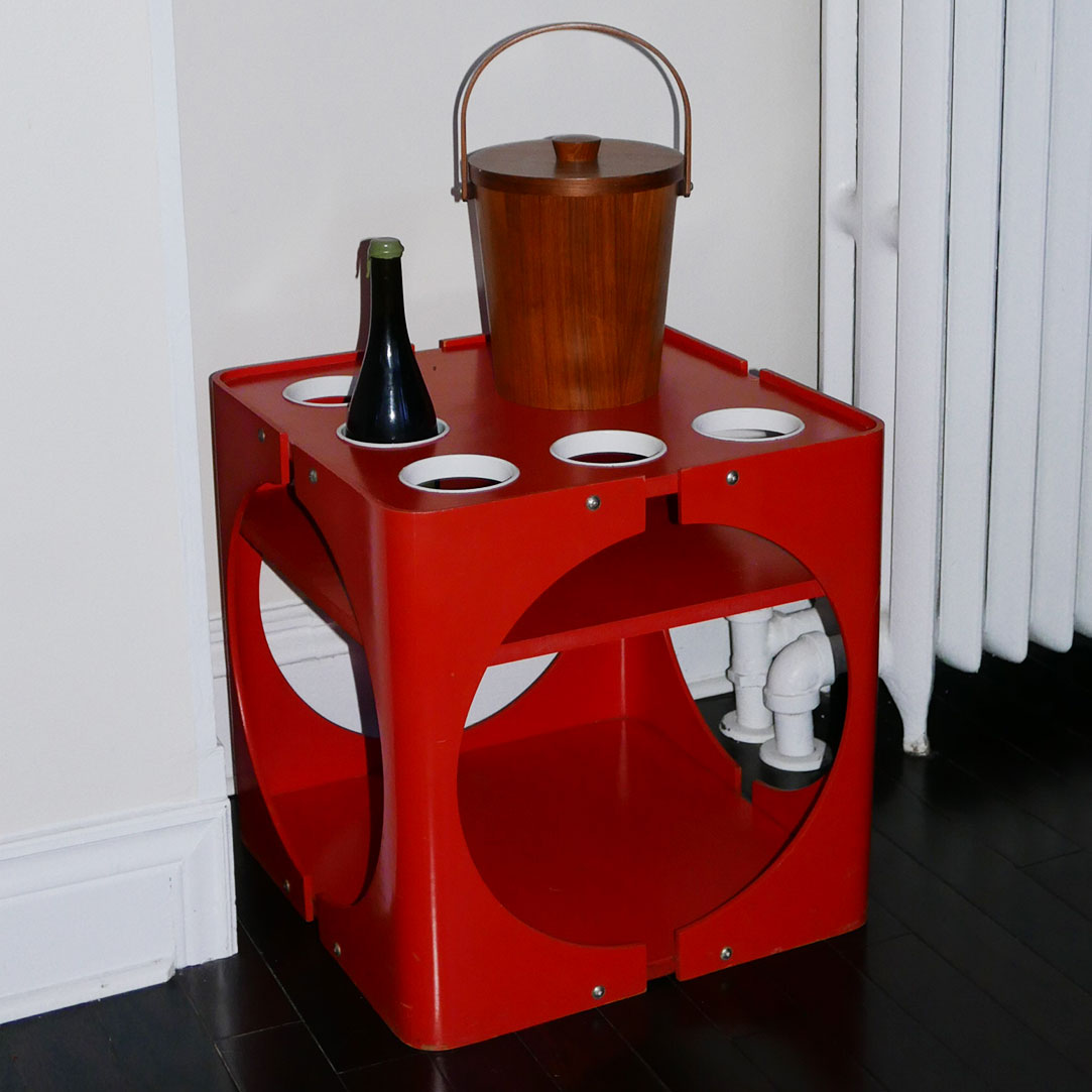 Space Age Vintage Orange Bar Cart, 1960s