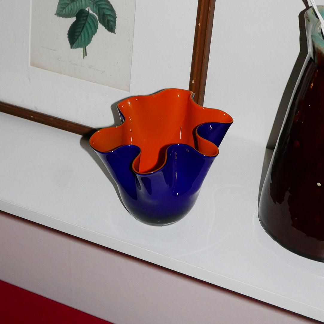 blue/orange handkerchief vase
