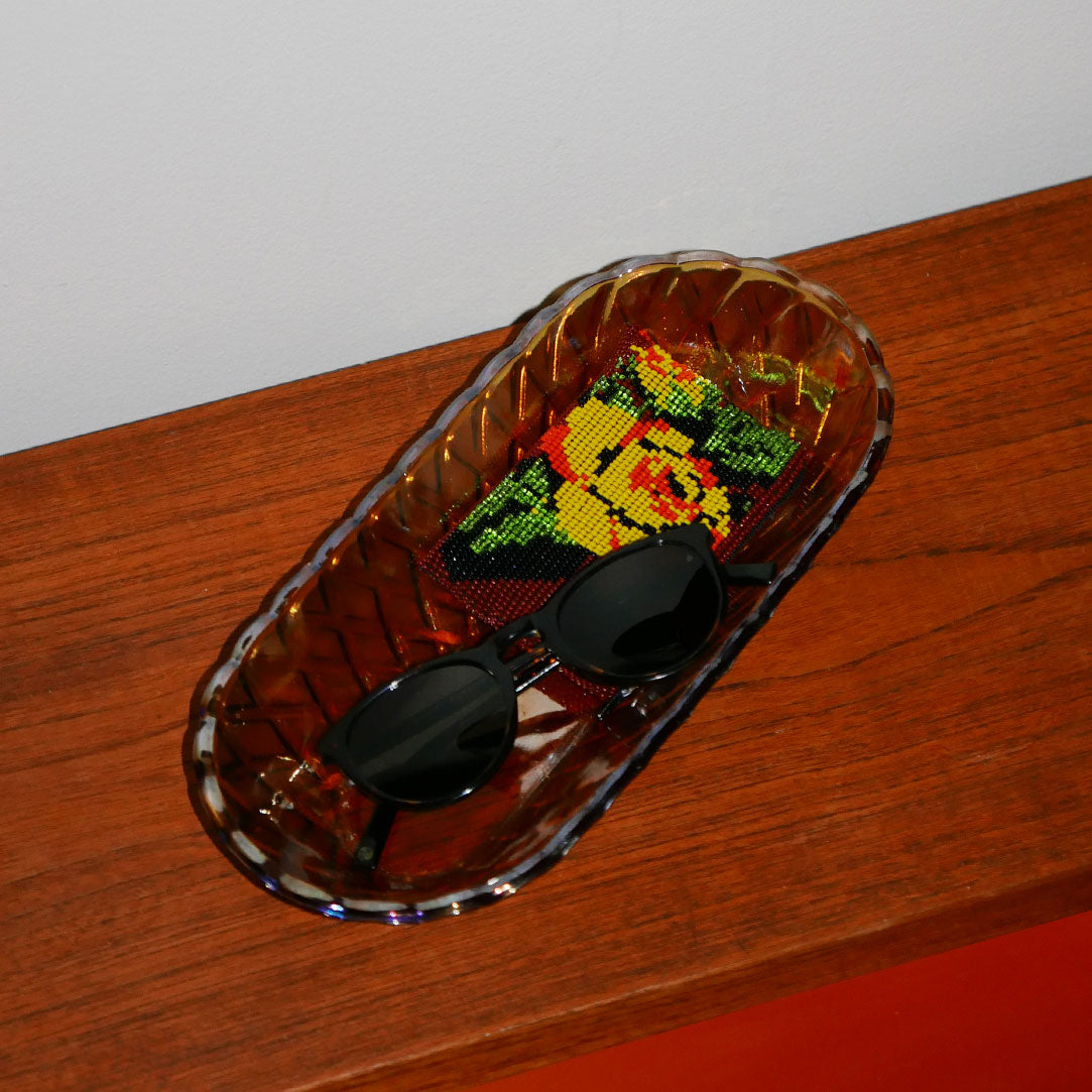 iridescent carnival glass 'celery dish'