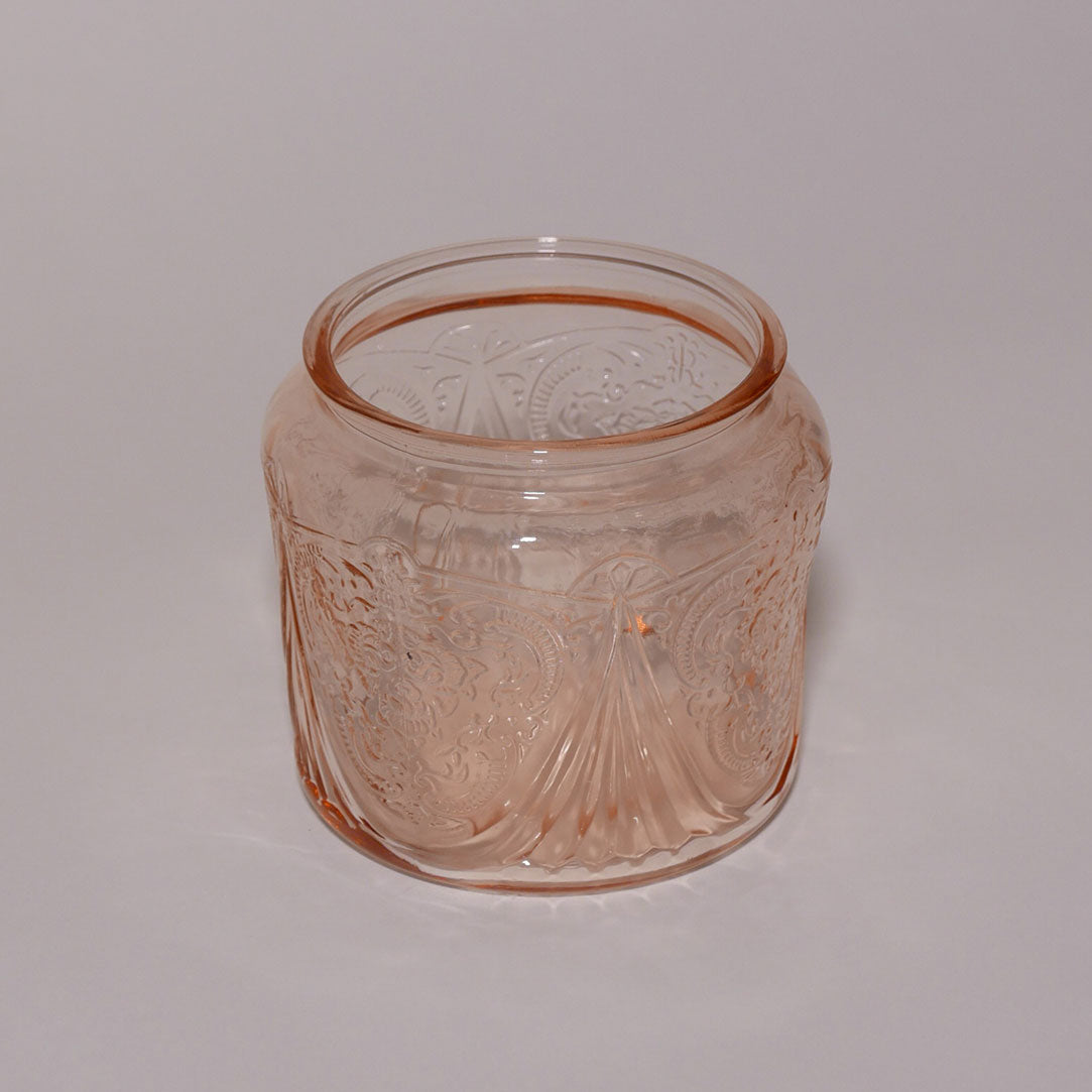 pink depression glass cookie jar