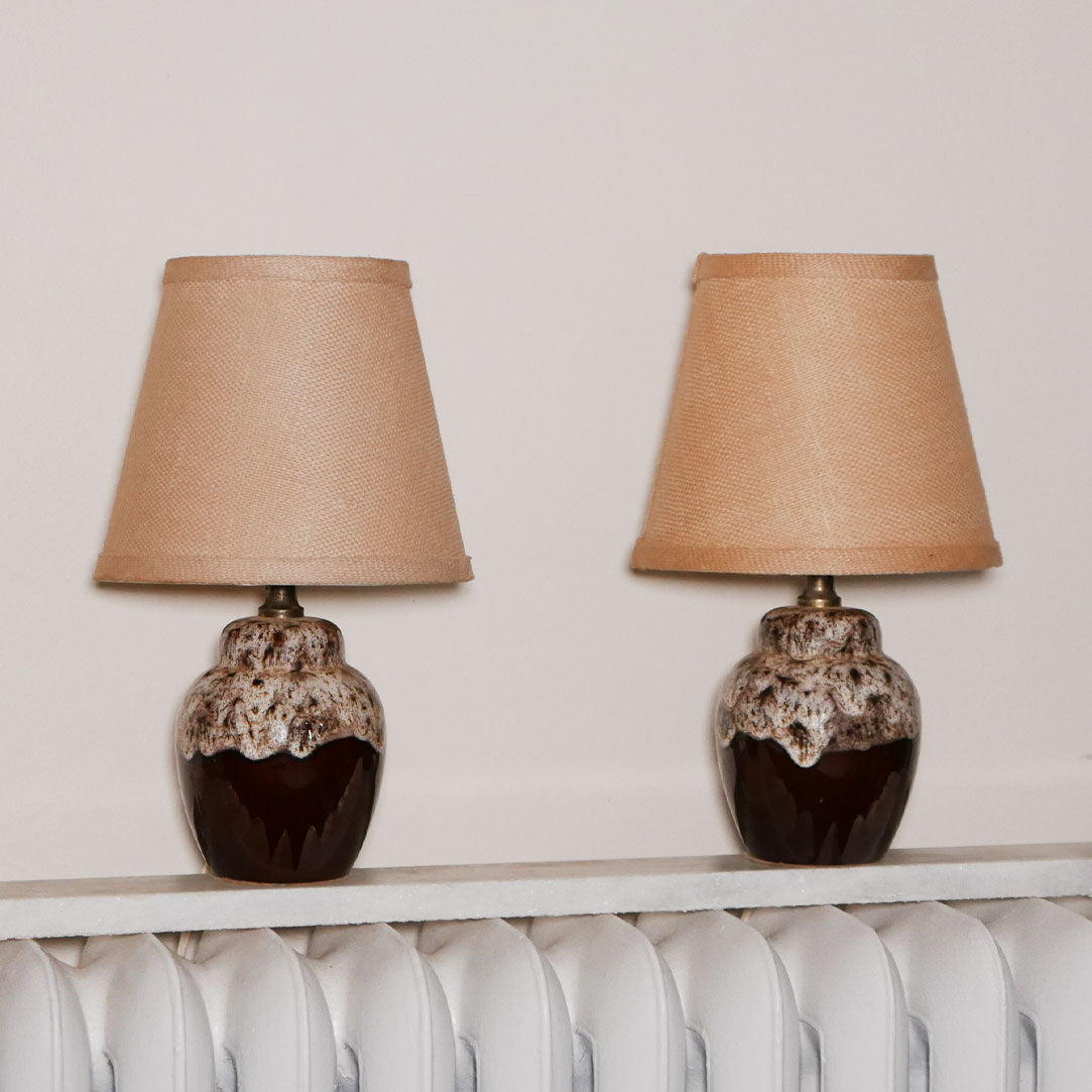 2 x danish fat lava glaze pottery table lamp
