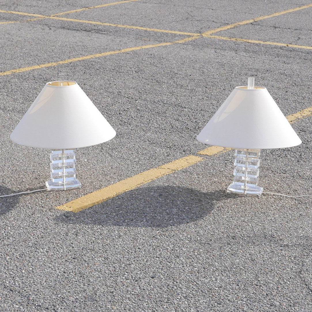 geometric stacked lucite lamp