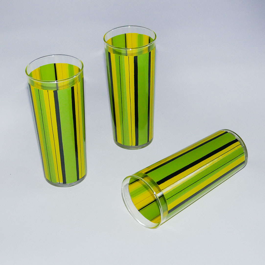 green striped tumbler glasses