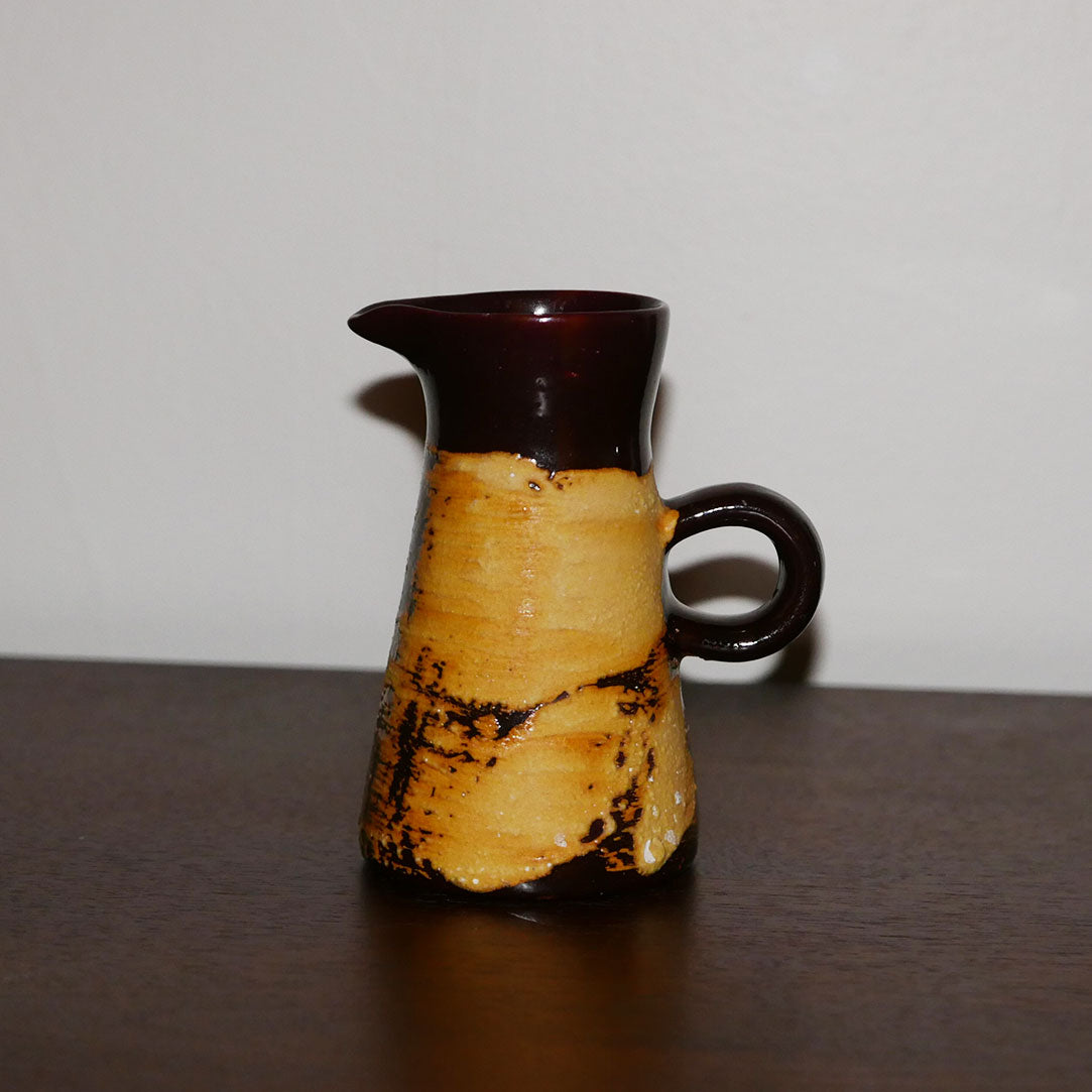 beautiful mid century decorative ceramic picture in brown and golden yellow hues