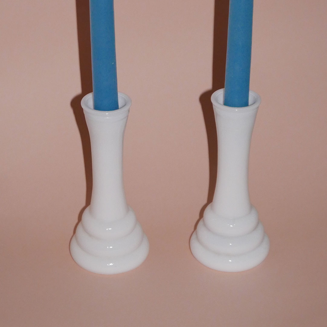 milk glass round candle holder