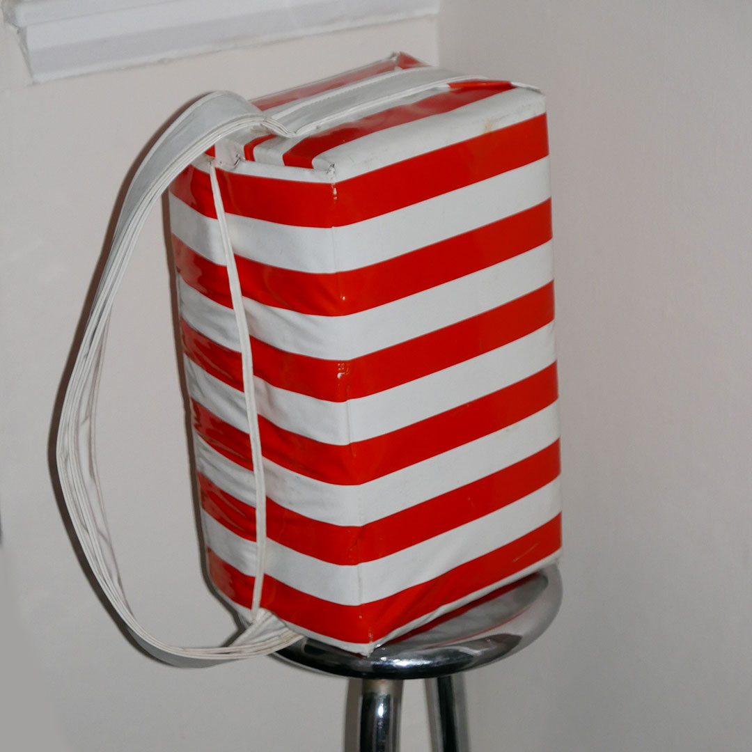 retro vinyl cooler bag orange and white