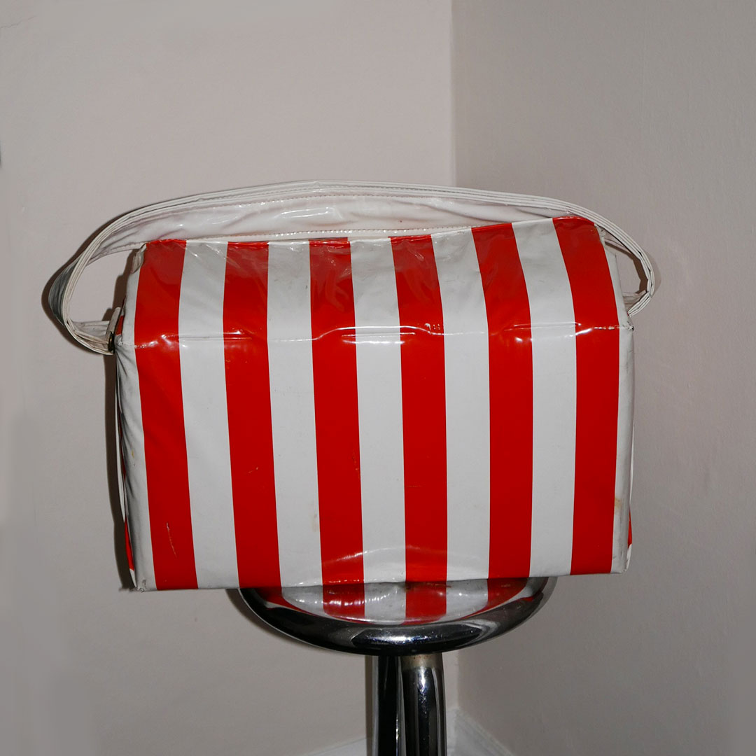 retro vinyl cooler bag orange and white