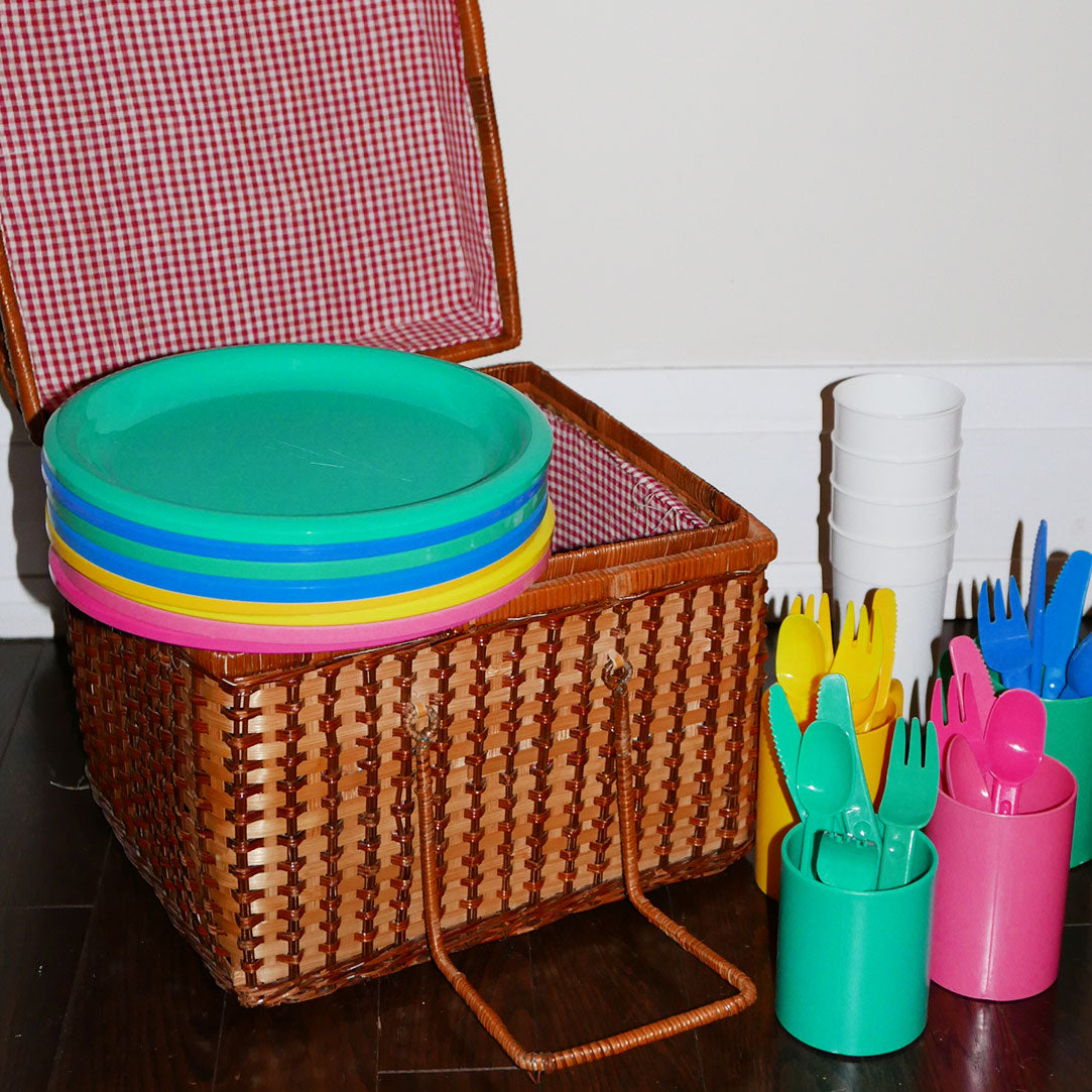 vintage rattan picnic set