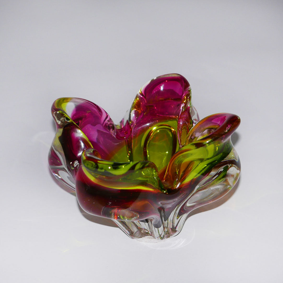 pink & green murano art glass catchall