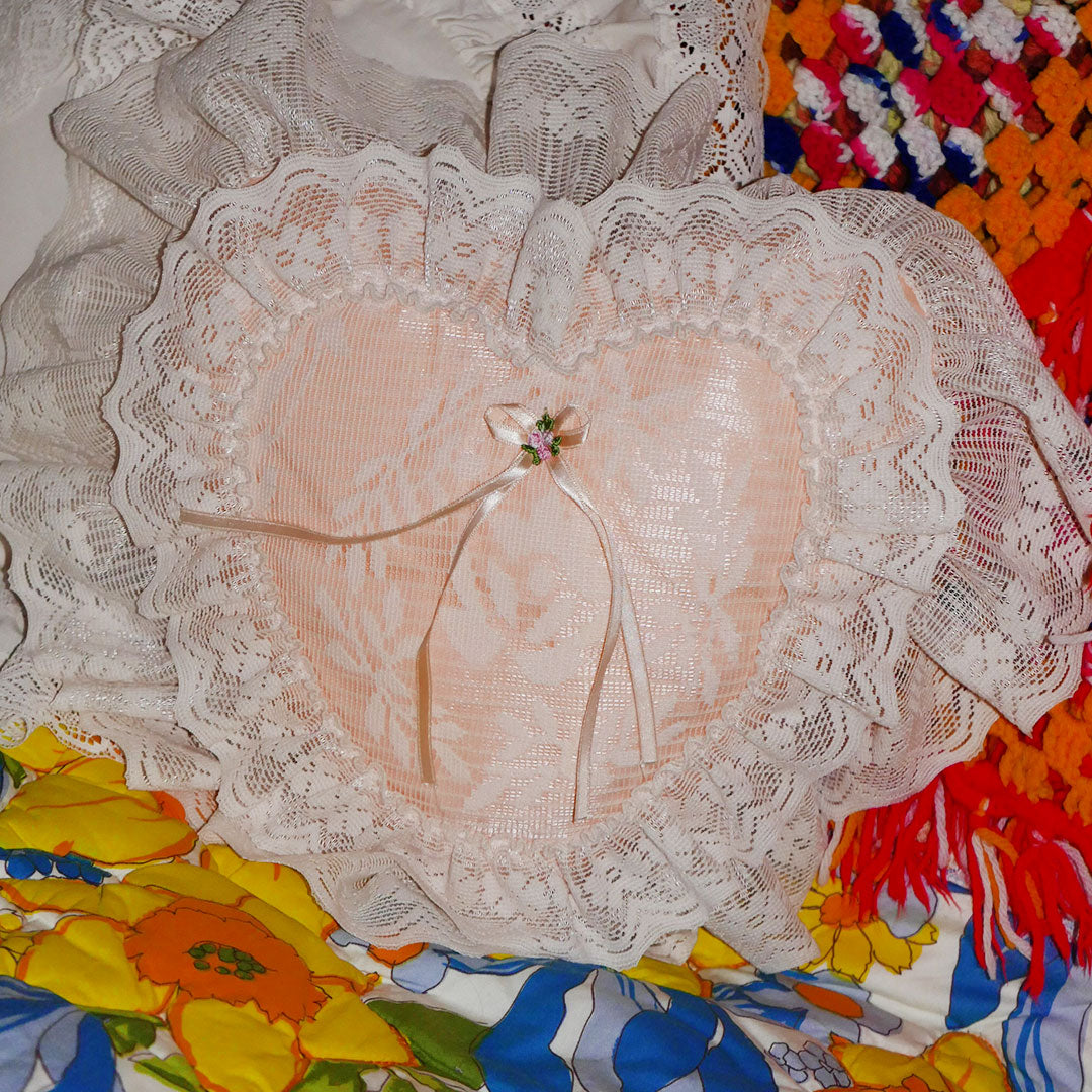 pink heart throw pillow