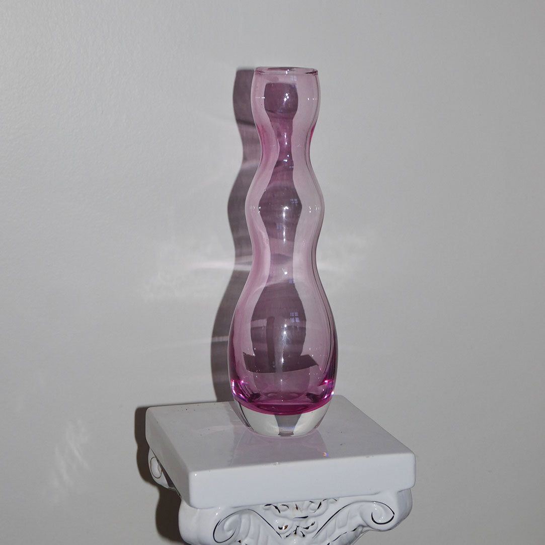 pink handblown glass vase
