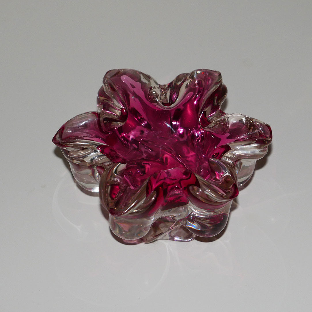 magenta murano art glass catchall