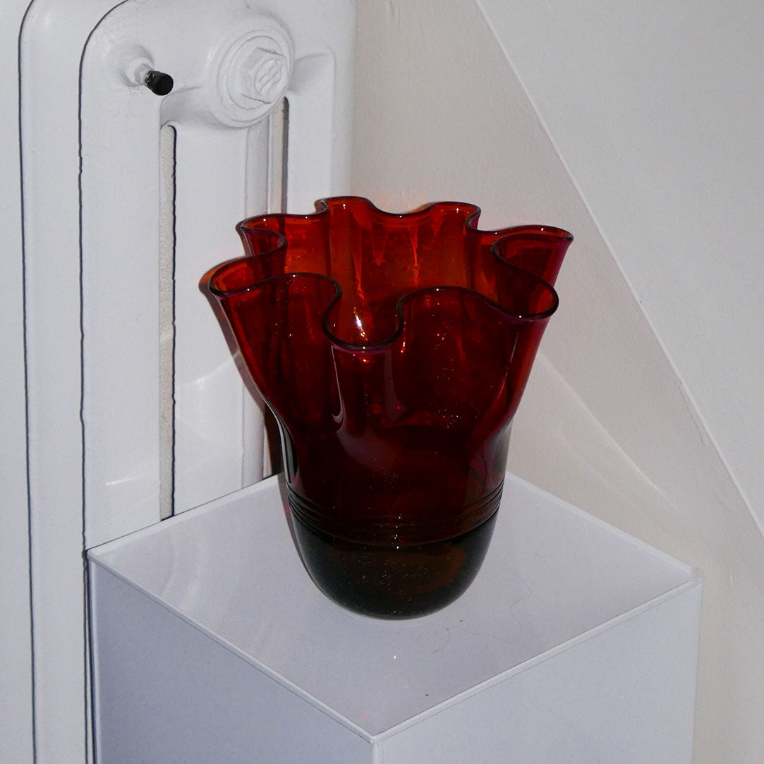 red handkerchief vase