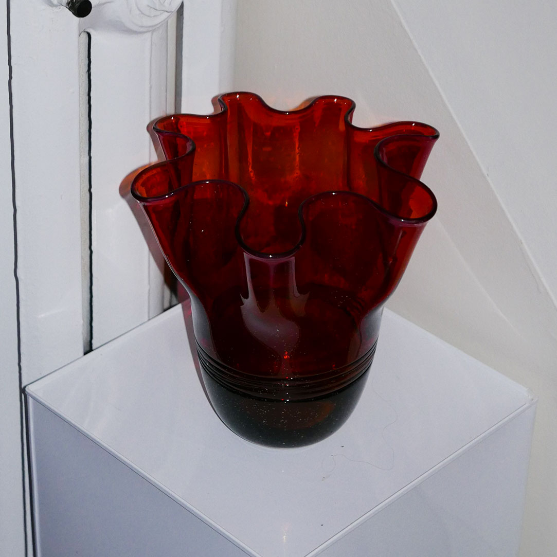 red handkerchief vase